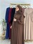 Tesettür Elbise,önü V Model Büzgülü,sufle Esarpla Takım.hijap ,khimar.hac Umre Için Uygundur Kahve 5