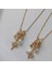 Çelik Zincir Gold Kutup Yıldızı ve Incili Charm Kolye Kadın Takı 2