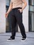 Erkek Keten Cepli Çıma Dikişli Jogger Buggy Pantalon Rahat Kalıp - Siyah 3