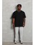 Unisex Oversize Düz Bisiklet Yaka T-Shirt - Siyah 1