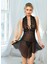 Kadın Siyah Askılı Sırtı Açık Seksi Şık Kısa Tül Gecelik Fantazi fantezi 1