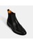 Kadın Turuncu Astar Detaylı Siyah Chelsea Deri Bot 5