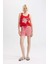 Fall In Love Pijama Takımı Baskılı Atlet Kareli Beli Bağcıklı Şort C7969AX24HS 1