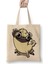 Pug Köpek Dog Pet Sevimli Cute Beyaz Bez Çanta Uzun Saplı Alışveriş Çantası Plaj Çantası 1