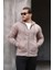 İçi Peluş Üç İplik Kumaş Oversize Fermuarlı Kapüşonlu Sweatshirt- Bej 10