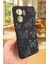 Oppo Reno 13 F Uyumlu Siyah Kelebek Desenli Silikon Darbe Emici Klasik Korumalı Rubber Kılıf 4