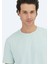 Açık Yeşil Düz Bisiklet Yaka %100 Pamuk T-Shirt 3