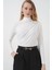 Kadın Bdart Drape Detaylı Vücuda Oturan Dik Yaka Bluz Beyaz 4