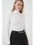 Kadın Bdart Drape Detaylı Vücuda Oturan Dik Yaka Bluz Beyaz 5