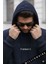 Erkek Lacivert Spectacular Kapüşonlu Oversize 3 Iplik Kanguru Cep Şardonlu Salaş Hoodie Sweatshirt 2