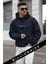 Erkek Lacivert Spectacular Kapüşonlu Oversize 3 Iplik Kanguru Cep Şardonlu Salaş Hoodie Sweatshirt 3