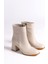 Epolenep Kadın Kışlık Bej Kalın Topuklu Bot 2