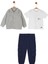 01-04 Yaş Erkek Bebek Gri-Laci Üçlü Takım - Gri-Lacivert 1