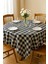 Fiber Kareli Masa Örtüsü Sofra Bezi Ekose Desen 160X160 cm Siyah 2
