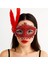 Kırmızı Renk Tüylü Dantelli Gözleri Taşlı Balo Parti Maskesi 1