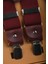 Unisex Bordo Derili Esneyebilen Lastik Ayarlanabilir Metal Klipsli Pantolon Askısı 2602025 4