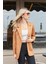 Süet Kumaş Cep Detaylı Düğmeli Şık Blazer Ceket-Camel 8
