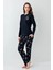 Kadın Giyim %100 Pamuk Bisiklet Yaka Baskılı Pijama Takımı L1.AR.345.0.001 2