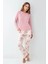 Kadın Giyim Düğme Detaylı Modal & Pamuk Uzun Kol 2'li Pembe Pijama Takımı L1.PC.9055.001 4