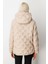 Kadın Kapüşonlu Şişme Mont 6601 Bej 4