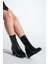 Kadın Yandan Fermuarlı Dikiş Detaylı Günlük Topuklu Bot Lakos Siyah 2