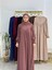 Tesettür Elbise,önü V Model Büzgülü,sufle Esarpla Takım.hijap ,khimar.hac Umre Için Uygundur Gül 1