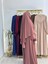 Tesettür Elbise,önü V Model Büzgülü,sufle Esarpla Takım.hijap ,khimar.hac Umre Için Uygundur Gül 3