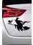 Cadı ve Kedi - Araç, Oto, Laptop, Duvar Uyumlu Sticker 15*9 cm Tr 3