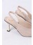Altın Düğme Detaylı Slingback Topuklu Kadın Ayakkabı 4