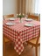 Fiber Kareli Masa Örtüsü Sofra Bezi Ekose Desen 160X160 cm Kırmızı 2