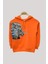 Erkek Çocuk Aslanlı Şardonlu Kapüşonlu Sweatshirt 223649 Turuncu 3