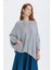 Salaş Asimetrik Uzun Bohem Tarz Triko Bluz Gri 2