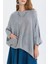 Salaş Asimetrik Uzun Bohem Tarz Triko Bluz Gri 6