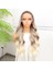 Kumral Platin Ombre ve Röfleli Fiber Sentetik Geniş Dalgalı Tül Peruk 2