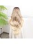 Kumral Platin Ombre ve Röfleli Fiber Sentetik Geniş Dalgalı Tül Peruk 5