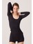 x Ece Siyah Uzun Kollu U Yaka Spor Bluz Scoop Neck Top 8