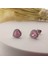 925 Ayar Gümüş Pembe Taşlı Kalp Küpe 3