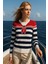 Kadın Denizci Çizgili Triko Kazak|Lacivert&Beyaz Çizgili–Standart(40 Bedene Kadar Uyumlu) 2