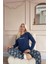 Lacivert Floral Days Desenli Uzun Kollu Bambu Örme Kadın Pijama Takımı 5