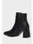 Kalın Topuk Sivri Burun Fermuarlı Kadın Bot Siyah 3