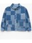 Unisex Çocuk Pamuklu Mavi Kare Desenli Fermuarlı Denim Ceket – Şık Günlük Tarz 1
