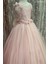 Kız Çocuk Tarlatanlı Üç Boyut Gül Aksesuar Gelinlik 2144 Pudra 7