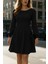 Kadın Uzun Kollu Kayık Yaka Kısa Triko Elbise 1