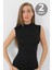 2 Adet Siyah Bambu Kadın Balıkçı Yaka Sıfır Kol Body Boğazlı Kolsuz Badi 6