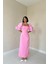 Pembe Işlemeli Kolu Garnili Elbise 1