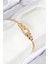 Pirinç Zirkon Taşlı Zincir Model Gold Renk Asansörlü Kadın Bileklik - TJ-BB7735 1