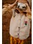 Petit Paris Çiçek Nakışlı Peluş Krem Yelek 2