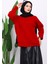 Kırmızı Bisiklet Yaka Yumuşak Dokulu Oversize Triko Kazak 3