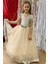 Kız Çocuk 2-10 Yaş Sindirella Model Tarlatanlı Abiye Elbise Altın 7