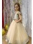 Kız Çocuk 2-10 Yaş Sindirella Model Tarlatanlı Abiye Elbise Altın 9